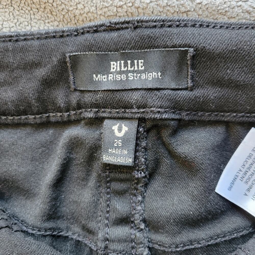 True Religion Billie Jeans Womens 25 Mid Rise Black Straight Leg Jeans - Picture 11 of 12